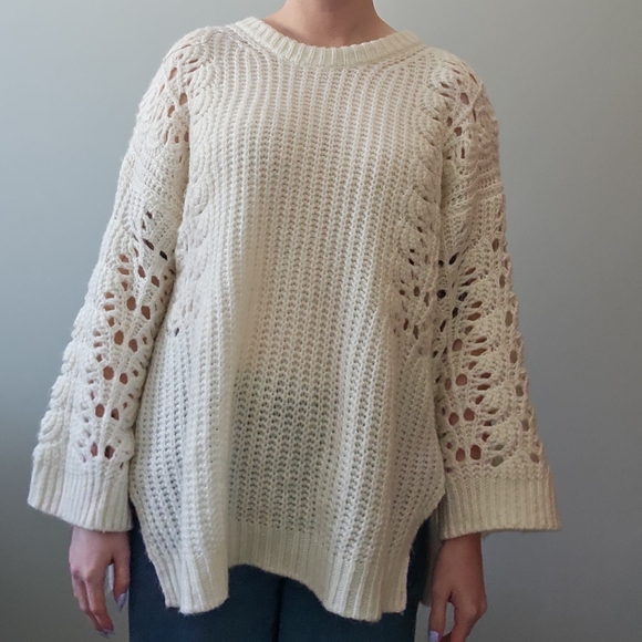 Anthropologie Sweaters - Anthropologie pilcro s white chunky knit long sleeve sweater crewneck